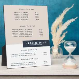 Simple   Plaque d'affichage des prix et des servic