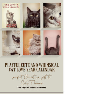Simple Playful Cute and Whimsical CAT Love Year Calendar