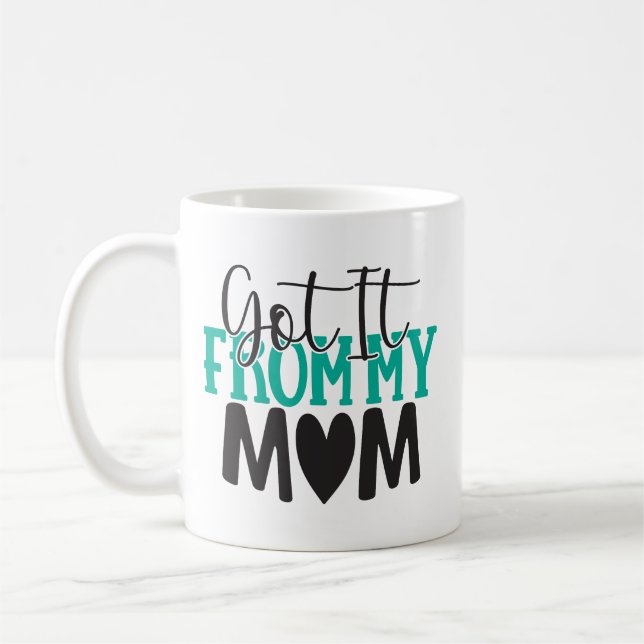 Simple Playfull Phrase Teal Black Heart Custom Coffee Mug (Left)