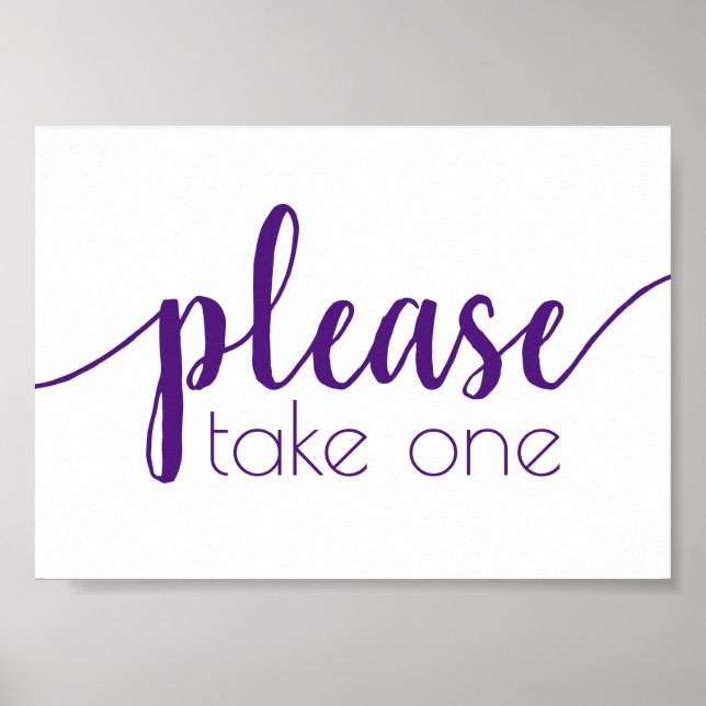 Simple Please Take One | Purple Script Any Event Poster (Front)