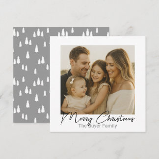 Simple Pleasures One Photo Gray Christmas Card