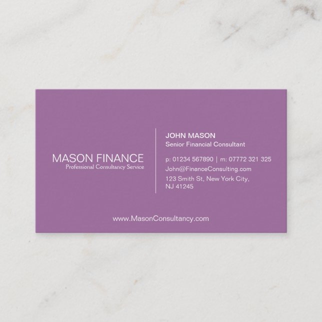 Simple Plum Customizable Business Card Template (Front)