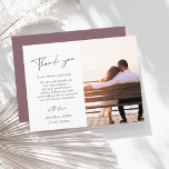 Simple Plum Purple Script Photo Wedding Thank You Postcard<br><div class="desc">Simple Plum Purple Script Photo Wedding Thank You Cards - Modern Elegance with Personalized Typography. Capture the essence of your love story with our elegant wedding thank you cards featuring a minimalist design set with a charming dusty magenta plum purple back. Add a personal touch to your celebration by incorporating...</div>