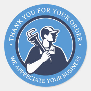 Simple Plumber / Electrician (Generic) Logo  Classic Round Sticker