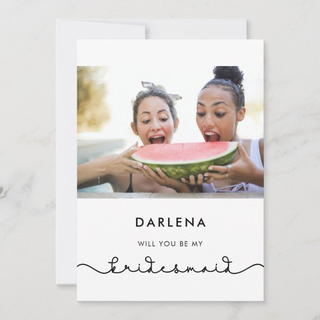 Simple police mignonne Bridesmaid carte photo (Devant)