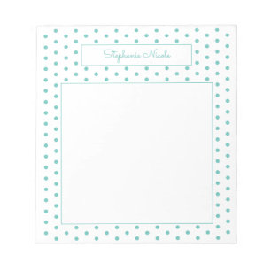 Simple Polka Aqua Personalized Lined Notepad