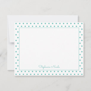 Simple Polka Dot Aqua Personalized Card