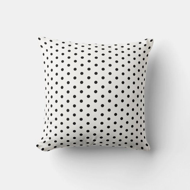 Simple Polka Dot Black and White Pattern Throw Pillow (Front)