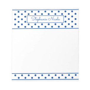 Simple Polka Dot Blue Personalized  Notepad