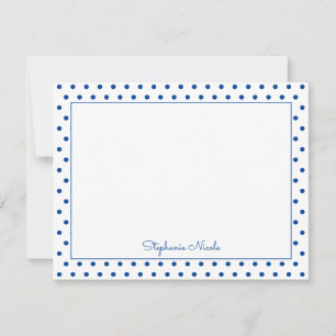 Simple Polka Dot Blue Personalized Thin Border Card
