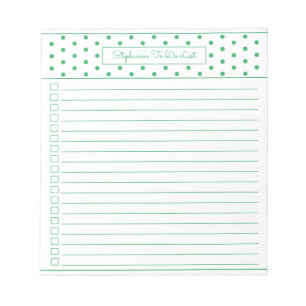 Simple Polka Dot Green One Column To Do Checklist Notepad