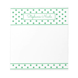 Simple Polka Dot Green Personalized Notepad