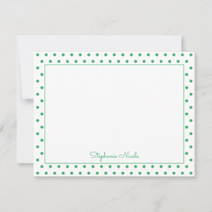 Simple Polka Dot Green Personalized Thin Border  Card