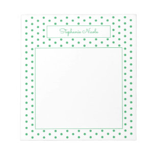 Simple Polka Dot Green Personalized Thin Border Notepad