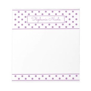 Simple Polka Dot Lavender Personalized Notepad