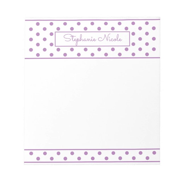 Simple Polka Dot Lavender Personalized Notepad (Front)