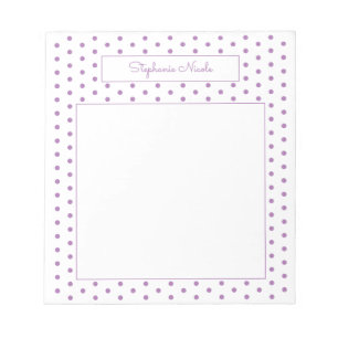 Simple Polka Dot Lavender Personalized Thin Border Notepad