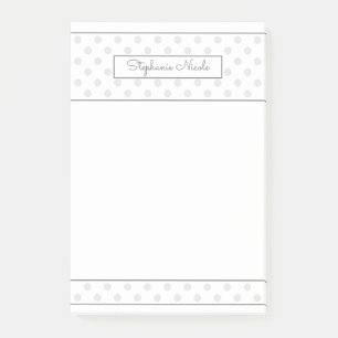 Simple Polka Dot Light Grey Personalized  Post-it Notes