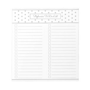 Simple Polka Dot Light Grey Two Column Checklist Notepad