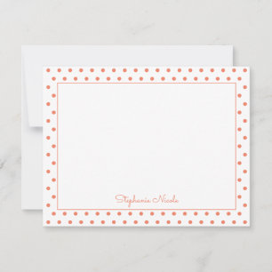 Simple Polka Dot Orange Personalized Thin Border Card