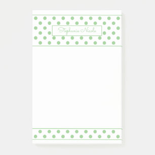 Simple Polka Dot Sage Personalized Border Post-it Notes