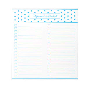 Simple Polka Dot Sky Blue Two Column Checklist Notepad