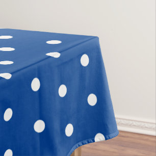 Simple Polka Dots Navy Blue and White Tablecloth