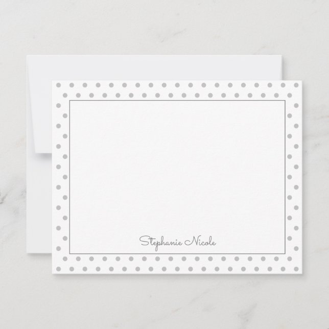 Simple Polka Light Grey Personalized  Card (Front)
