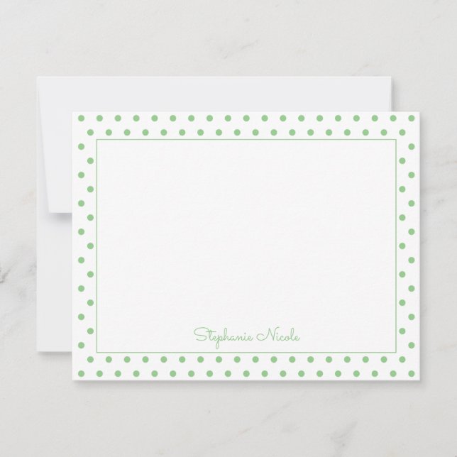 Simple Polka Sage Personalized Thin Line Border Card (Front)