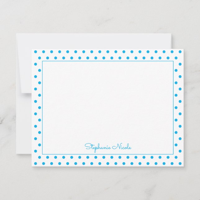 Simple Polka Sky Blue Personalized Card (Front)