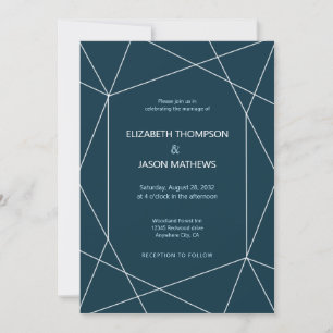 Simple Polygon Navy Blue Gay Wedding Invitation