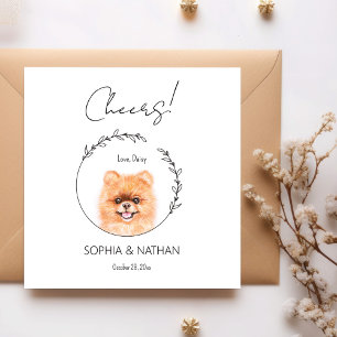 Simple Pomeranian Dog Wedding Cocktail Napkins