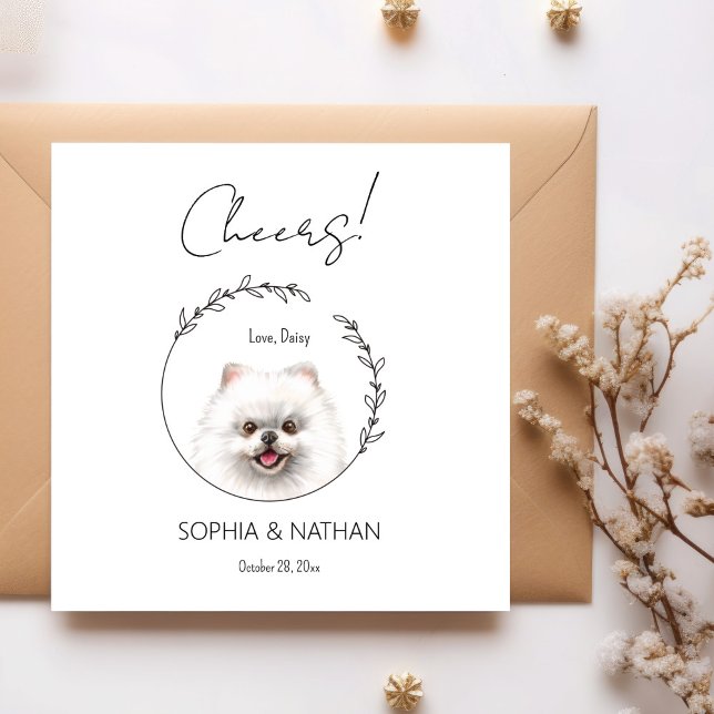 Simple Pomeranian Dog Wedding Cocktail Napkins (Creator Uploaded)