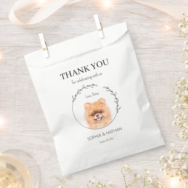 Simple Pomeranian Dog Wedding Thank You Favour Bag (Clipped)