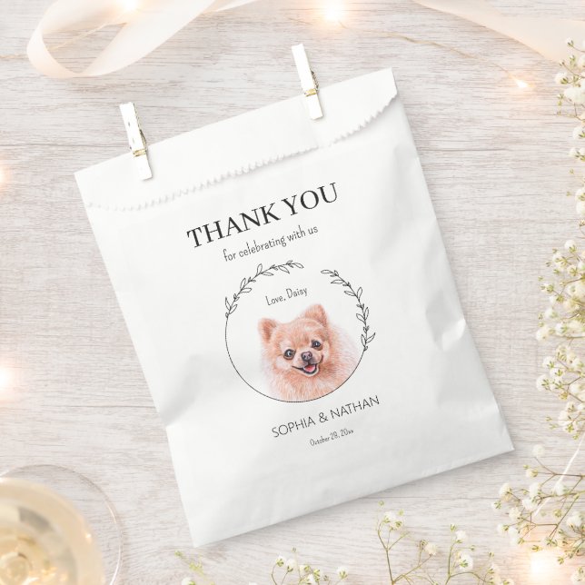 Simple Pomeranian Dog Wedding Thank You Favour Bag (Clipped)