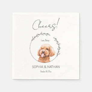 Simple Poodle Dog Wedding Cocktail  Napkin
