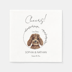 Simple Poodle Dog Wedding Cocktail  Napkin