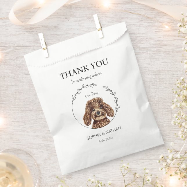 Simple Poodle Dog Wedding Thank You Favour Bag (Clipped)