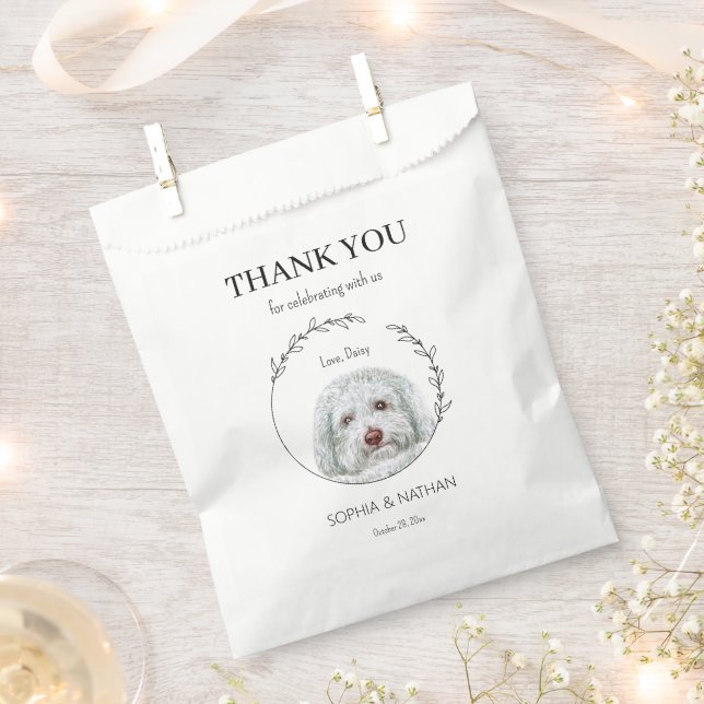 Simple Poodle Dog Wedding Thank You Favour Bag (Clipped)