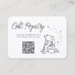 Simple Pooh Baby Shower Gift Registry Place Card