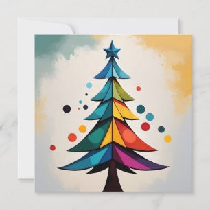 Simple Pop Art Geometric Christmas Tree Circles Holiday Card