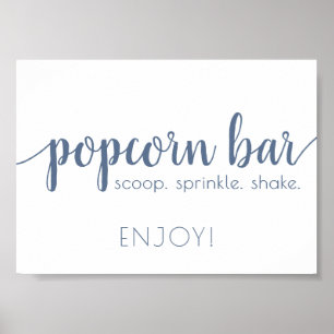 Simple Popcorn Bar   Dusty Blue Any Event Sign
