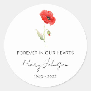 Simple Poppy Memorial  Classic Round Sticker