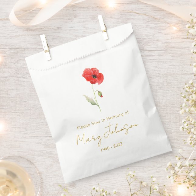 Simple Poppy Seed packet Funeral  Favour Bag (Clipped)