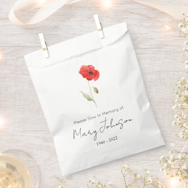 Simple Poppy Seed packet Funeral  Favour Bag (Clipped)