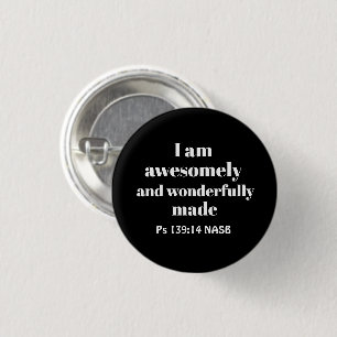 Simple Positive Bible Affirmation Christian Black 1 Inch Round Button