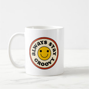 Simple Positive Vibes Retro Style Smiley Vintage Coffee Mug