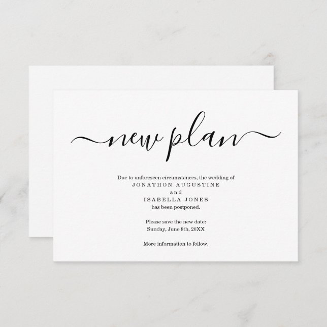Simple Postponed Wedding Announcement (Front/Back)