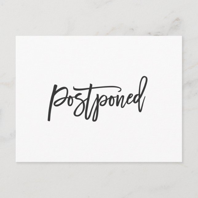Simple Postponed Wedding Announcement Postcard (Front)