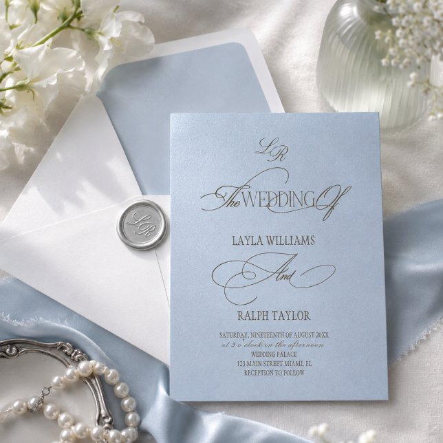 Simple Powder Blue Coastal Wedding Invitation (Creator Uploaded)